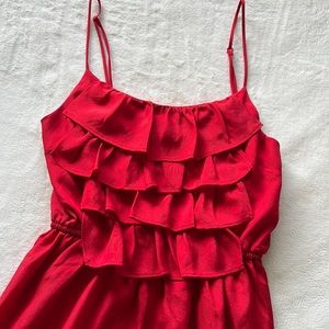 Red ruffle mini dress